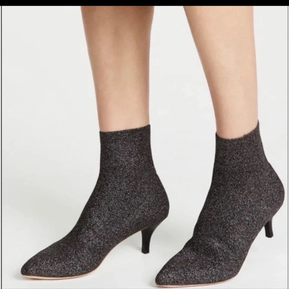 🌸Loeffler Randall‎ Silver  Glitter Ankle Boots